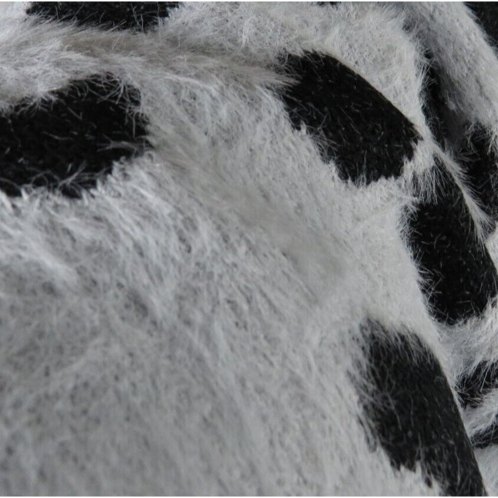 Debut Gray Leopard Print Faux Mohair Shaggy Long Sleeve Sweater Plus Size 3X - Picture 7 of 9